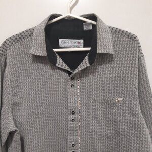 John Lennon Collection Retro Long Sleeve Button-Up Dress Shirt size Mens Large
